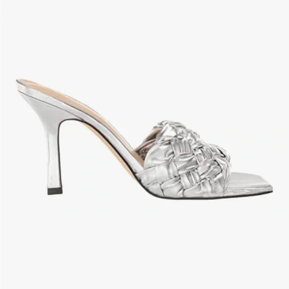 Marc Fisher leather Silver Woven Heeled sandals - Picture 2 of 9